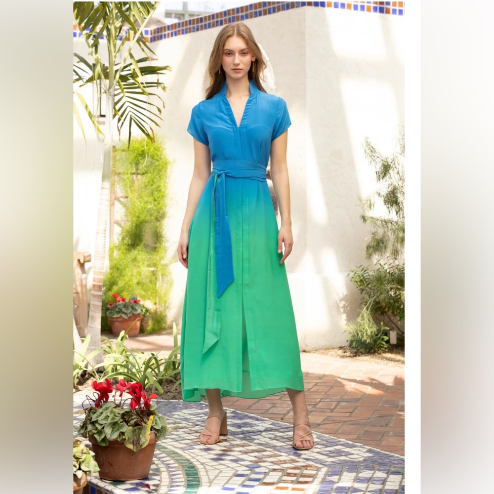 Rungolee Cecelia Blue and Green Ombré Maxi Dress